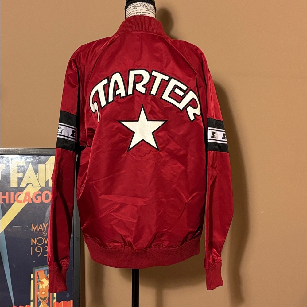 Starter Black Label Jacket with Red and Leopard interior lining Accents